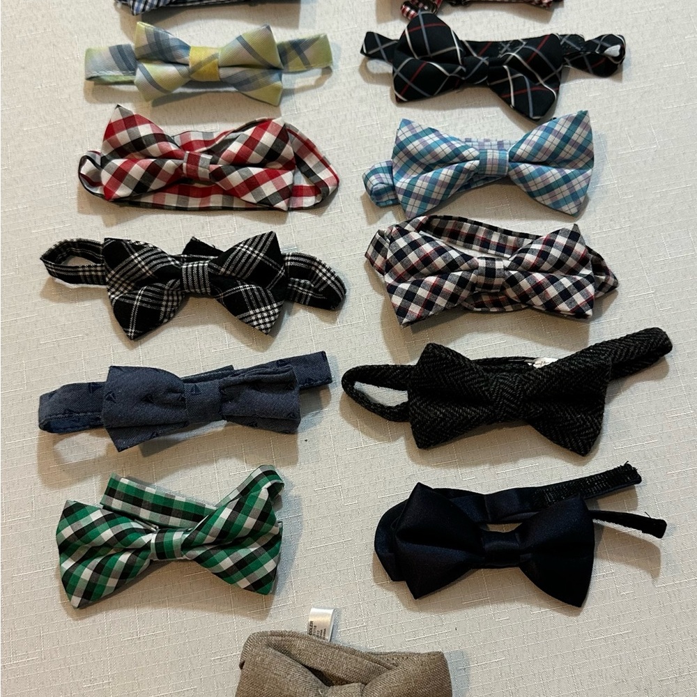 13 Infant Toddler Bow Tie Lot Plaid Formal Holiday Adjustable Accessories